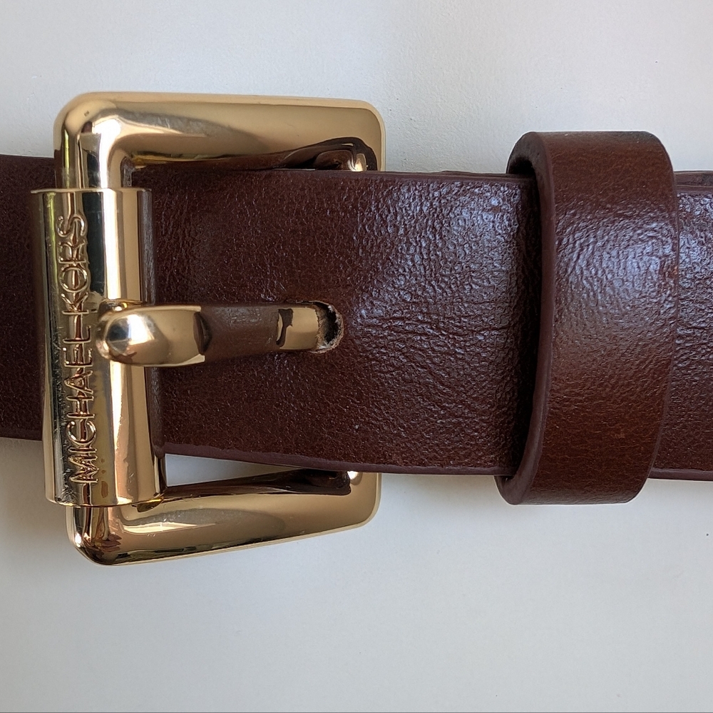Michael Kors Dark Brown Belt with Gold Buckle